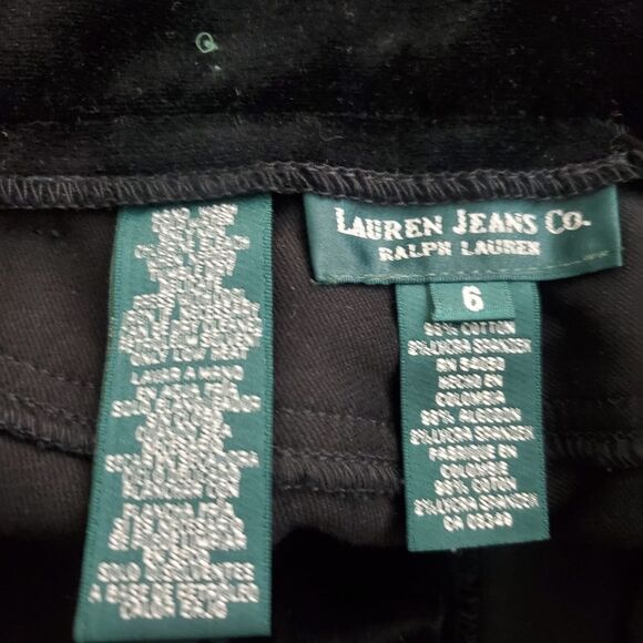 Lauren Ralph Lauren Velvet Bootcut Jeans 6 Black Vintage Grunge Goth Boho - Picture 12 of 12